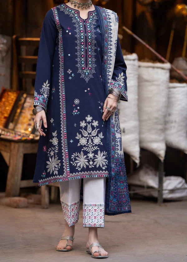 AK 905-3 Piece Unstitched Fully Embroidered Dhanak Suit