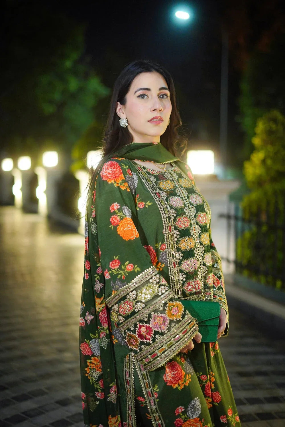 Aneelas Luxury Silk 3 Piece Embroidered Suit