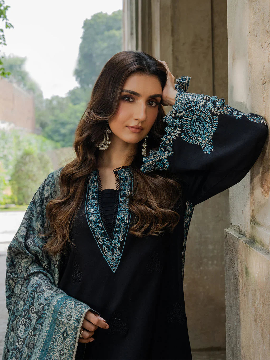 IZ 160-3 Piece Unstitched Fully Embroidered Dhanak Suit