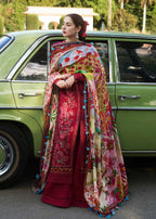 MB 550 - 3 Pcs Unstitched Heavy Embroidered Dhanak Suit with Premium Quality Wool Shawl