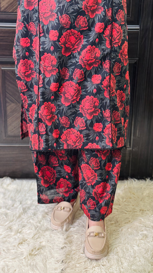 2 Piece - Printed Light Khaddar Stitched Suit