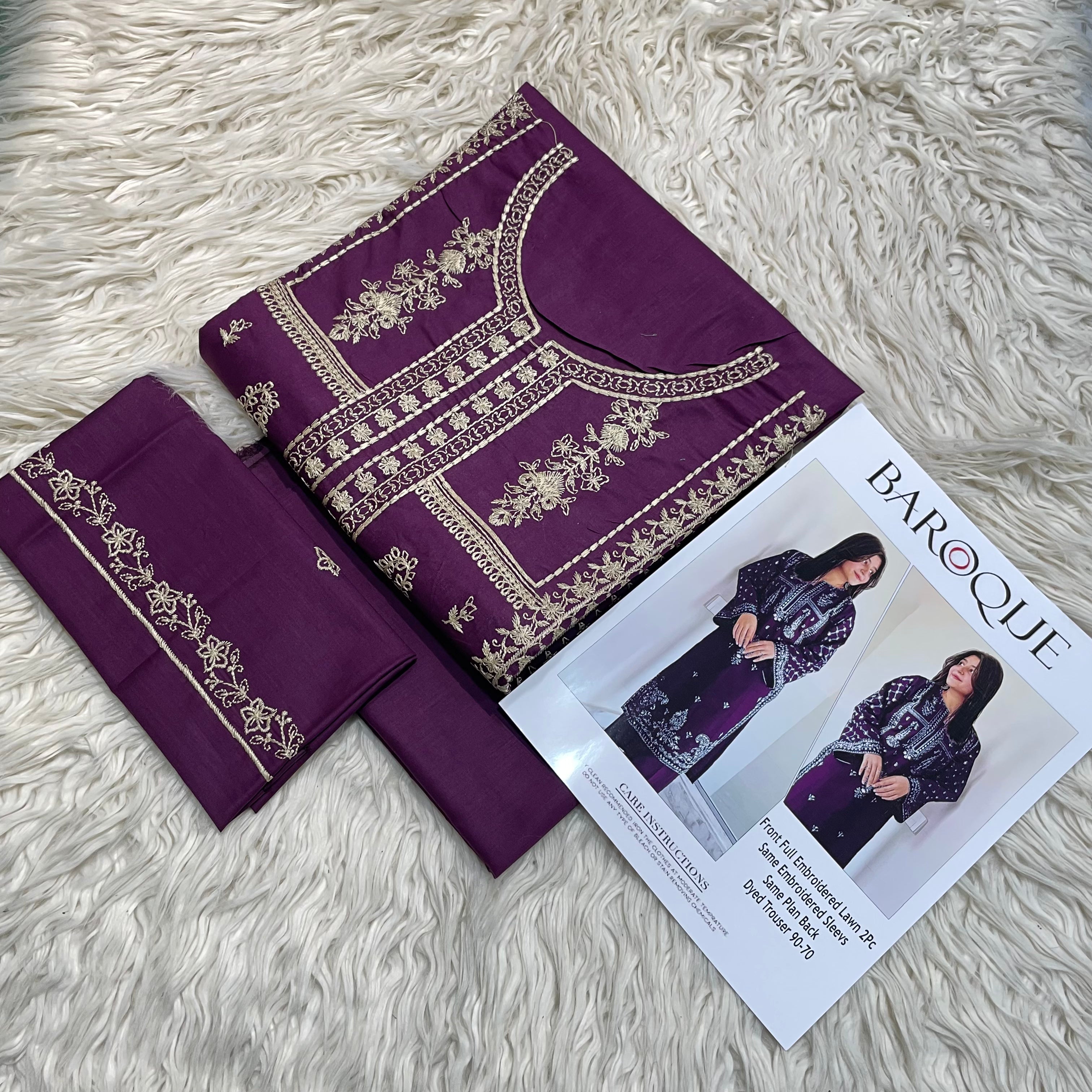 Baroque 2Pc Lawn Embroidered Suit