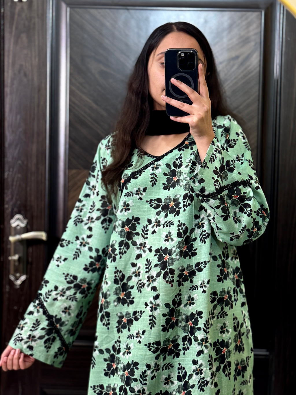 2 Piece - Printed Light Khaddar Stitched Suit