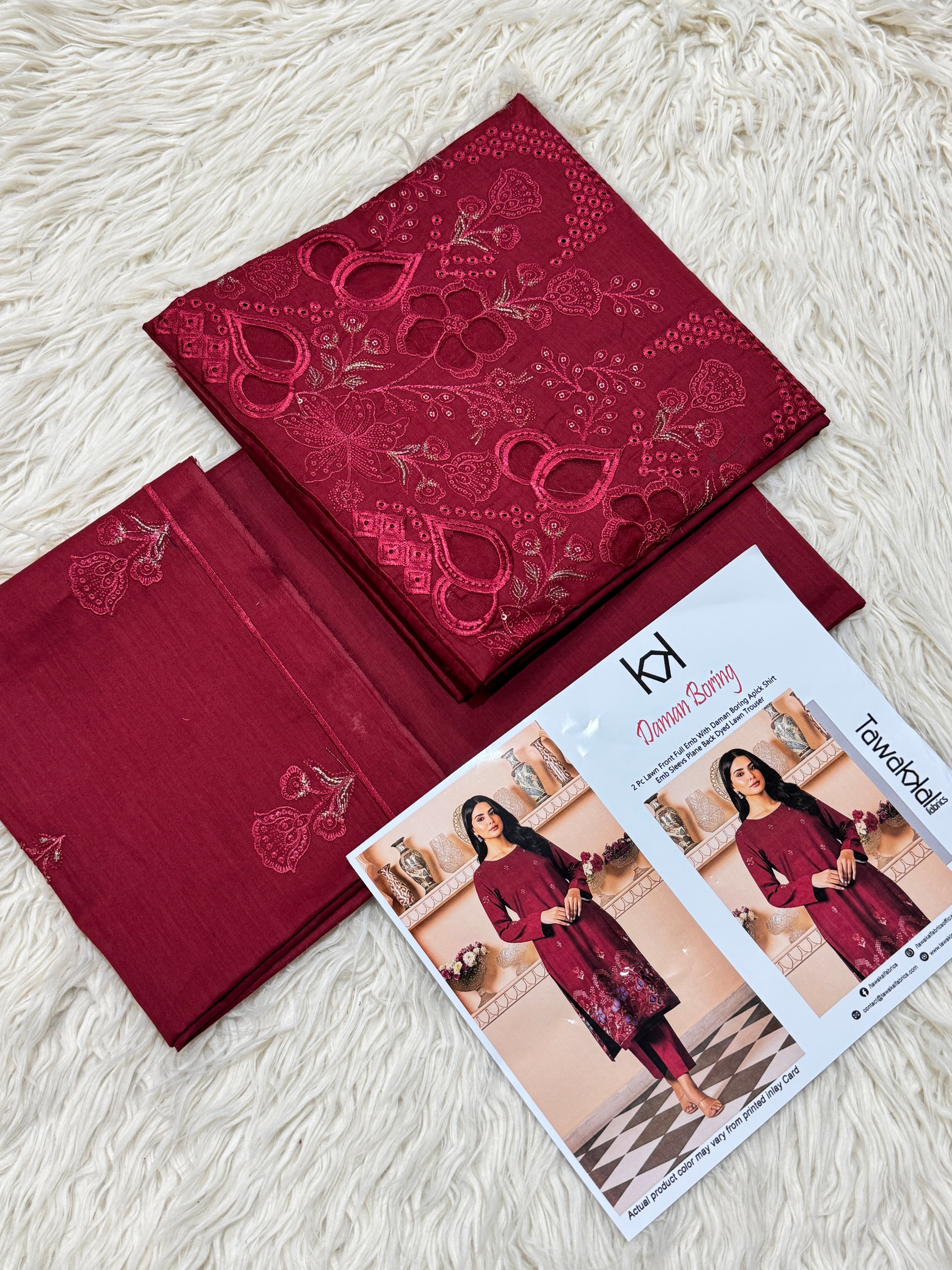 Tawakkal 2Pc Lawn Applique Embroidery Suit