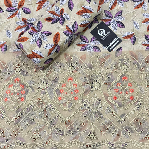 2 Pc Lawn All Over Print With Embroidered Patch - Nawab Din