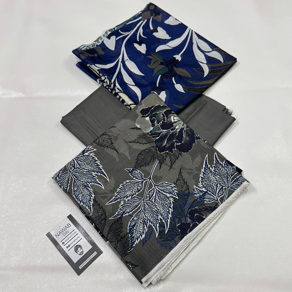3 Pc Doria Linen Printed Unstitched Suit