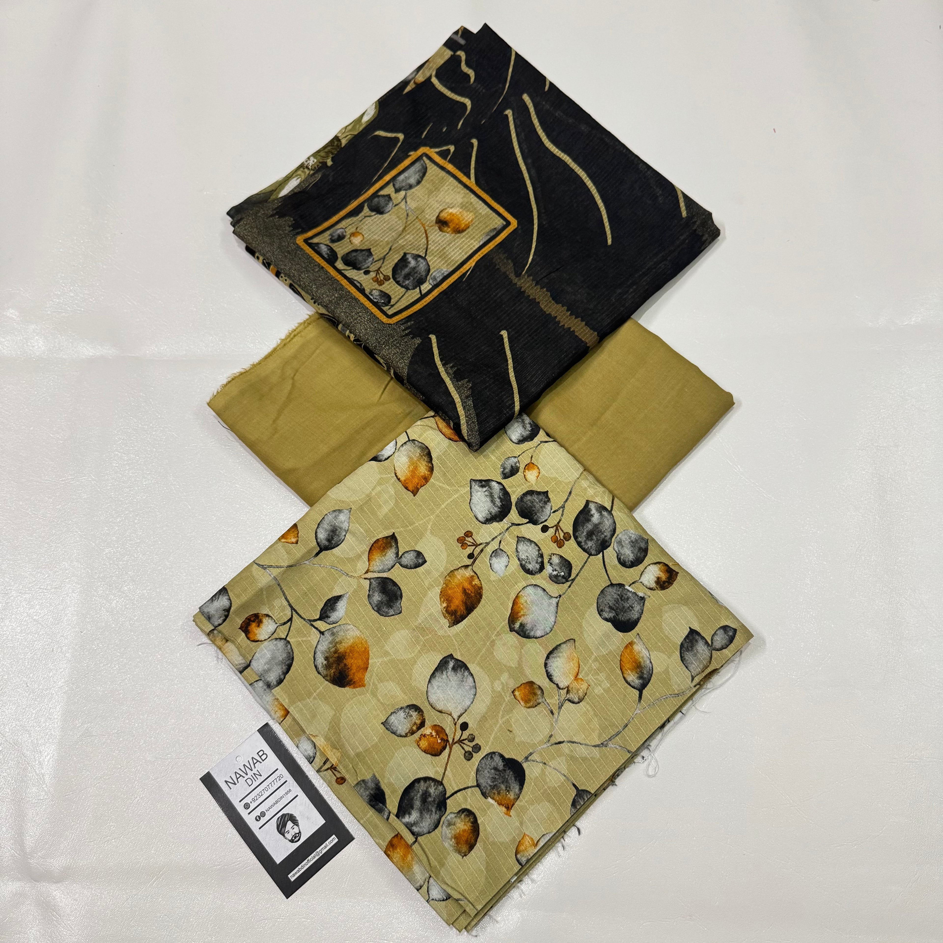 3 Pc Doria Linen Printed Unstitched Suit