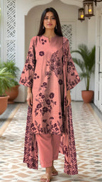 3 Pc Karandi Printed Unstitched Suit