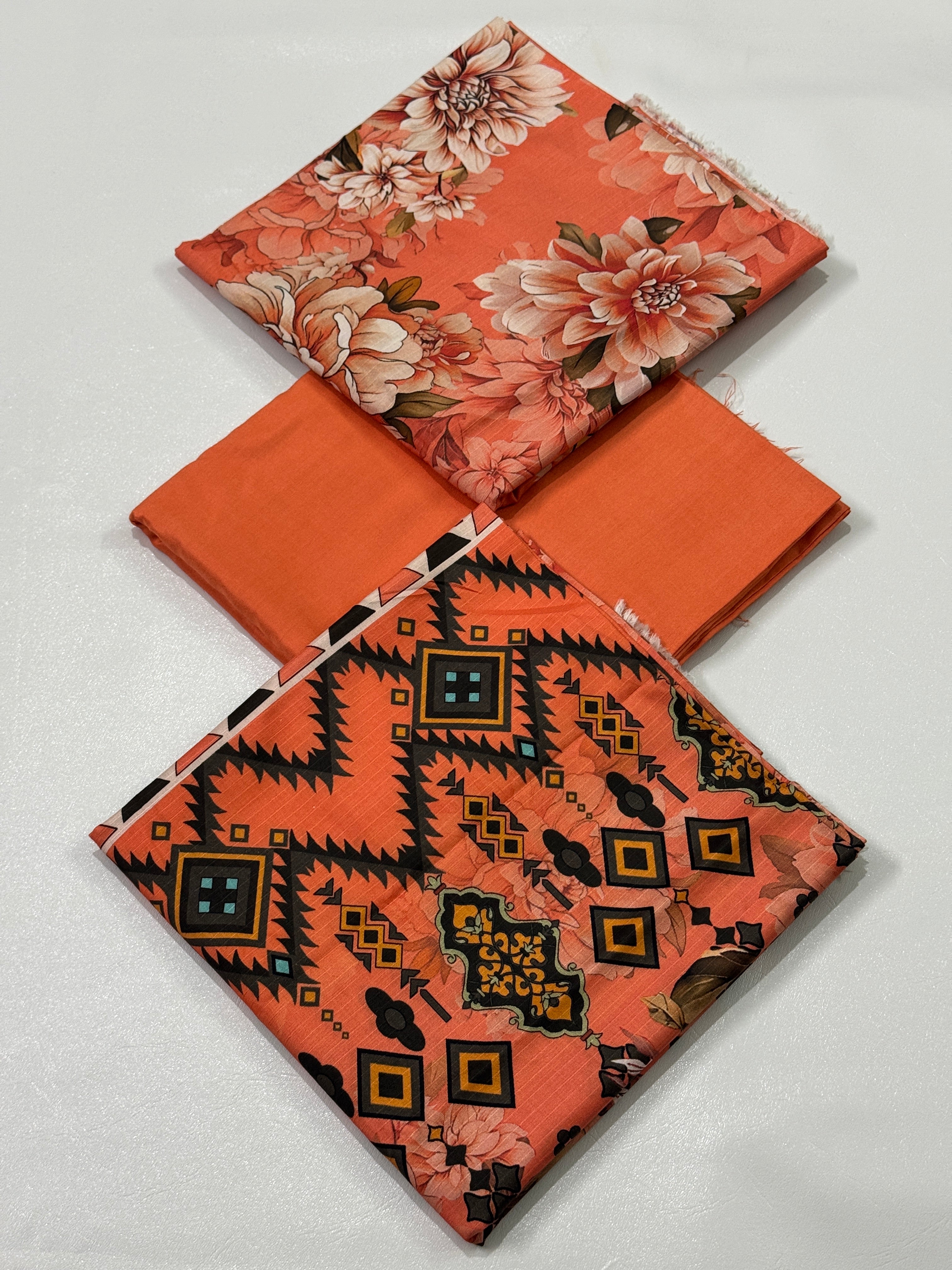 3 Pc Doria Linen Printed Unstitched Suit