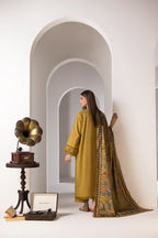 SN 59-3 Piece Embroidered Dhanak Shirt with Printed Wool Shawl