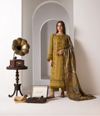 SN 59-3 Piece Embroidered Dhanak Shirt with Printed Wool Shawl