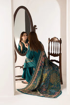 SN 61-3 Piece Embroidered Dhanak Shirt with Printed Wool Shawl