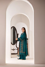 SN 61-3 Piece Embroidered Dhanak Shirt with Printed Wool Shawl