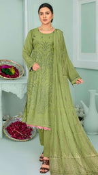 3 Piece Doria Lawn Embroidered Suit - Nawab Din