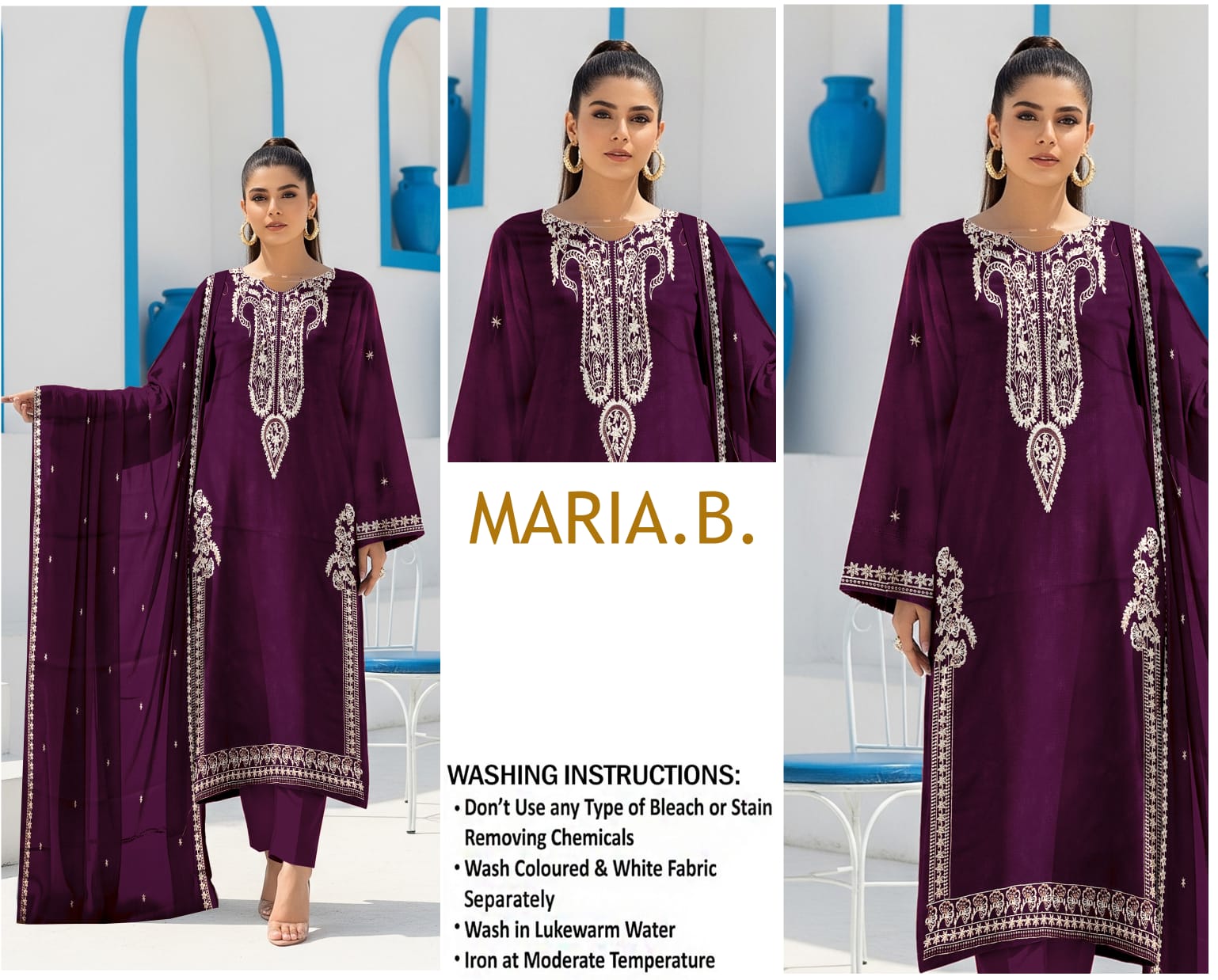 Maria B 3Pc Lawn Embroidered Suit
