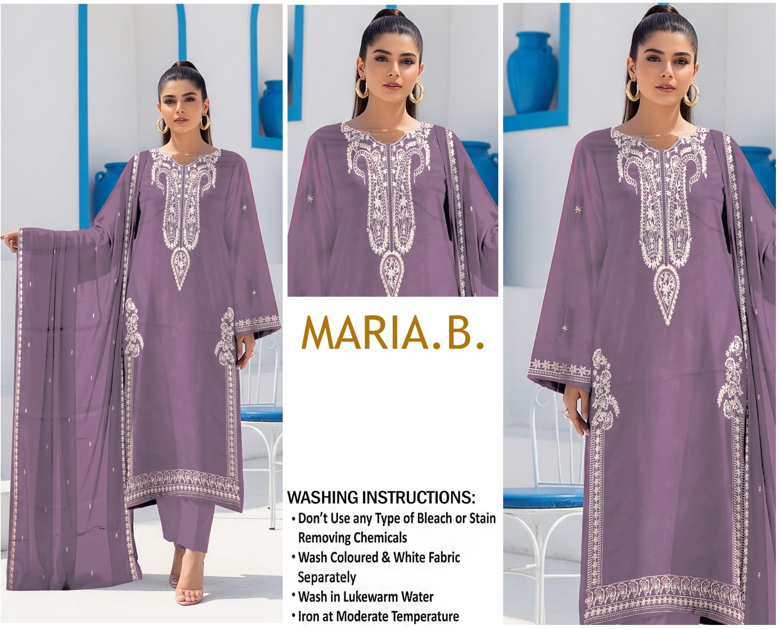 Maria B 3Pc Lawn Embroidered Suit