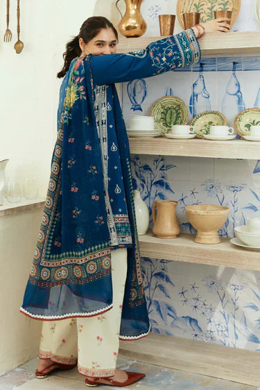 ZS 50-3 Piece Unstitched Heavy Embroidered Dhanak Suit ( Fine Printed Wool Shawl)