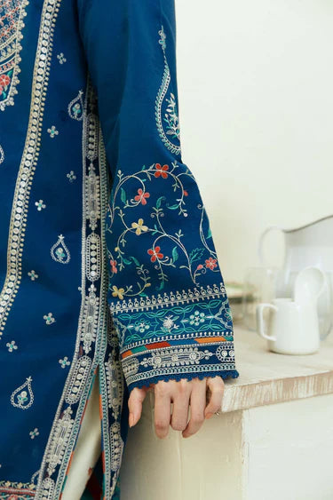 ZS 50-3 Piece Unstitched Heavy Embroidered Dhanak Suit ( Fine Printed Wool Shawl)