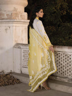 ZC 82-3 Piece Unstitched Heavy Embroidered Chickan Kari Lawn Suit ( Full Embroidered Organza Dupatta )