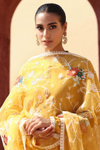 LM 94-3 Piece Unstitched Heavy Embroidered Lawn Suit ( Full Embroidered Organza Dupatta )
