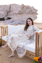 QL 2605-3 Pc Embroidered Lawn Shirt with Embroidered Organza Dupatta