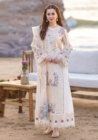 QL 2605-3 Pc Embroidered Lawn Shirt with Embroidered Organza Dupatta