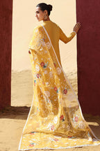 LM 94-3 Piece Unstitched Heavy Embroidered Lawn Suit ( Full Embroidered Organza Dupatta )